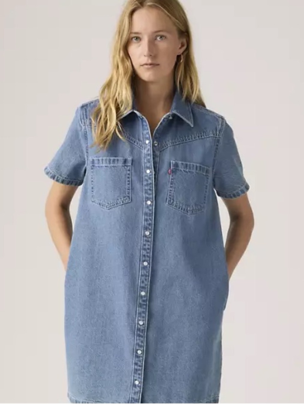 Levi's Light Wash Denim Shirt Dress with Snap Front XL